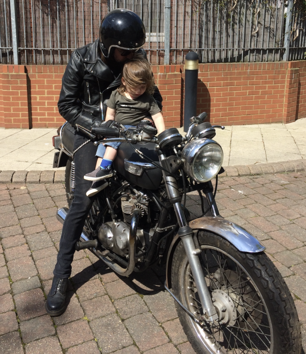 A Honda Fireblade with a young pillion 